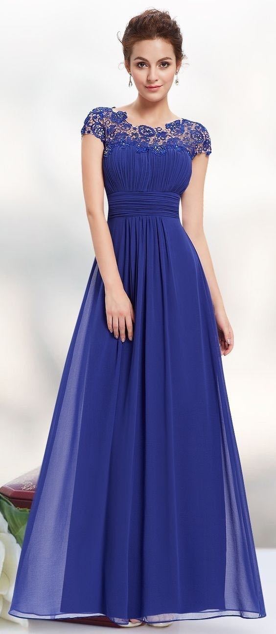 Elegant Women Long Lace Dresses-Dresses-Blue-S-Free Shipping Leatheretro