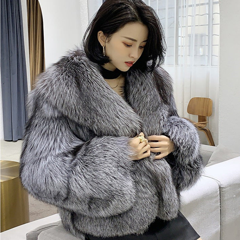 Casual Artificial Fox Fur Women Short Overcoat for Winter-Outerwear-The same as picture-XS-Free Shipping Leatheretro