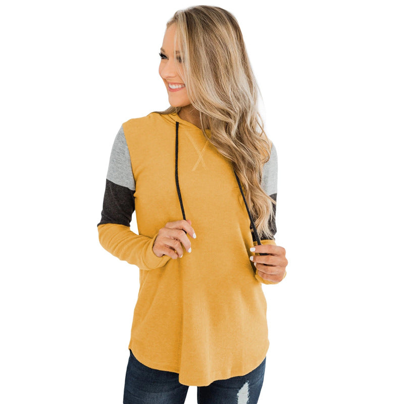 Leisure Loose Long Sleeves Hoodies for Women-Shirts & Tops-Yellow-S-Free Shipping Leatheretro