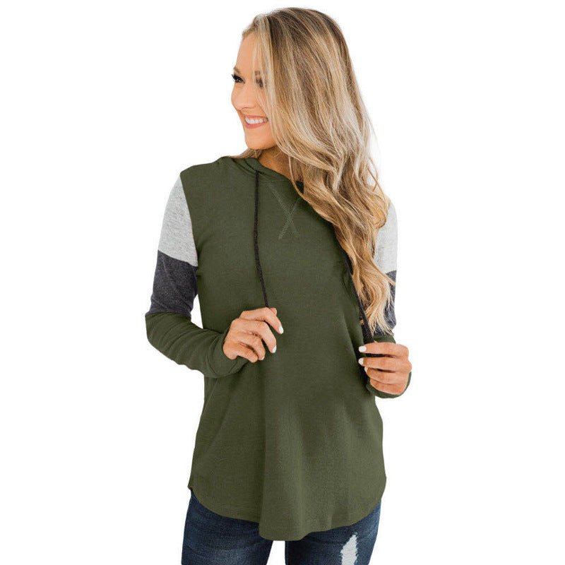 Leisure Loose Long Sleeves Hoodies for Women-Shirts & Tops-Army Green-S-Free Shipping Leatheretro