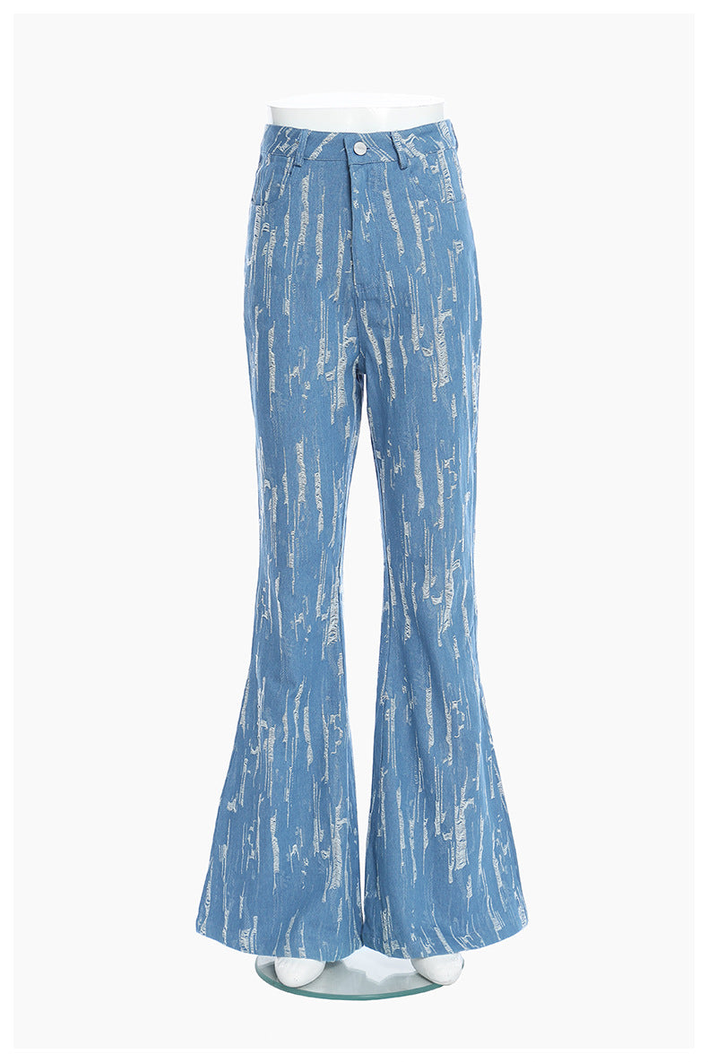 Designed Vintage Denim Trumpet Pants for Women-Pants-Dark Blue-S-Free Shipping Leatheretro