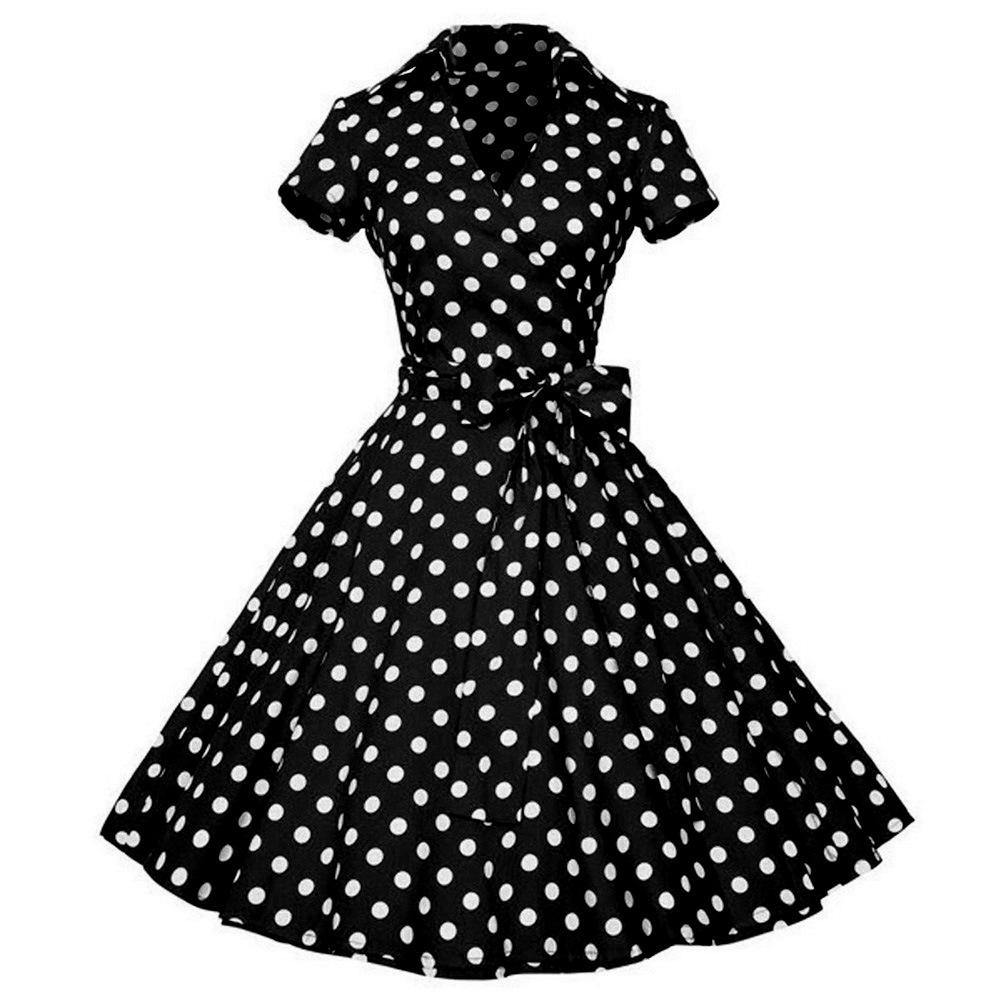 Short Sleeves Plus Size Vintage Ball Dresses-Vintage Dresses-Black-S-Free Shipping Leatheretro