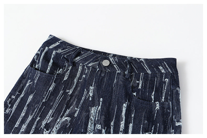 Designed Vintage Denim Trumpet Pants for Women-Pants-Dark Blue-S-Free Shipping Leatheretro