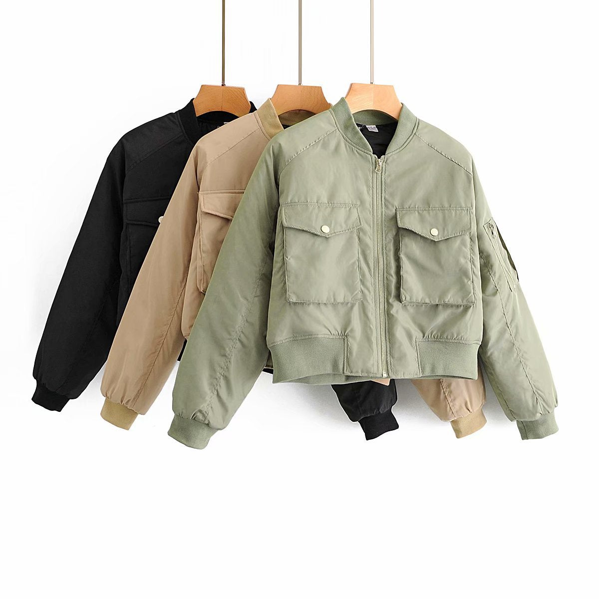 Fashion Cotton Jacket Coats for Women-Coats & Jackets-Khaki-S-Free Shipping Leatheretro