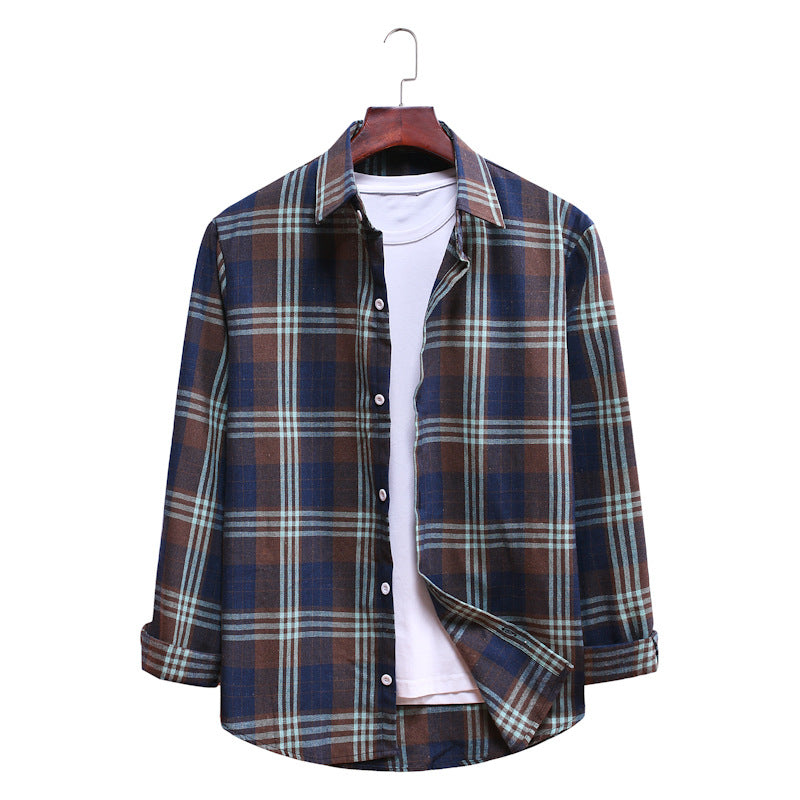 Casual Plaid Long Sleeves Shirts for Men-Shirts & Tops-AL030-Blue-M-Free Shipping Leatheretro