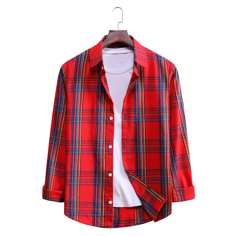 Casual Plaid Long Sleeves Shirts for Men-Shirts & Tops-AL029-Red-M-Free Shipping Leatheretro