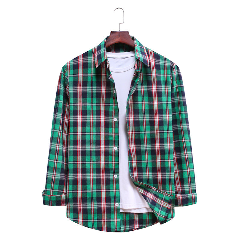 Casual Plaid Long Sleeves Shirts for Men-Shirts & Tops-AL031-Green-M-Free Shipping Leatheretro