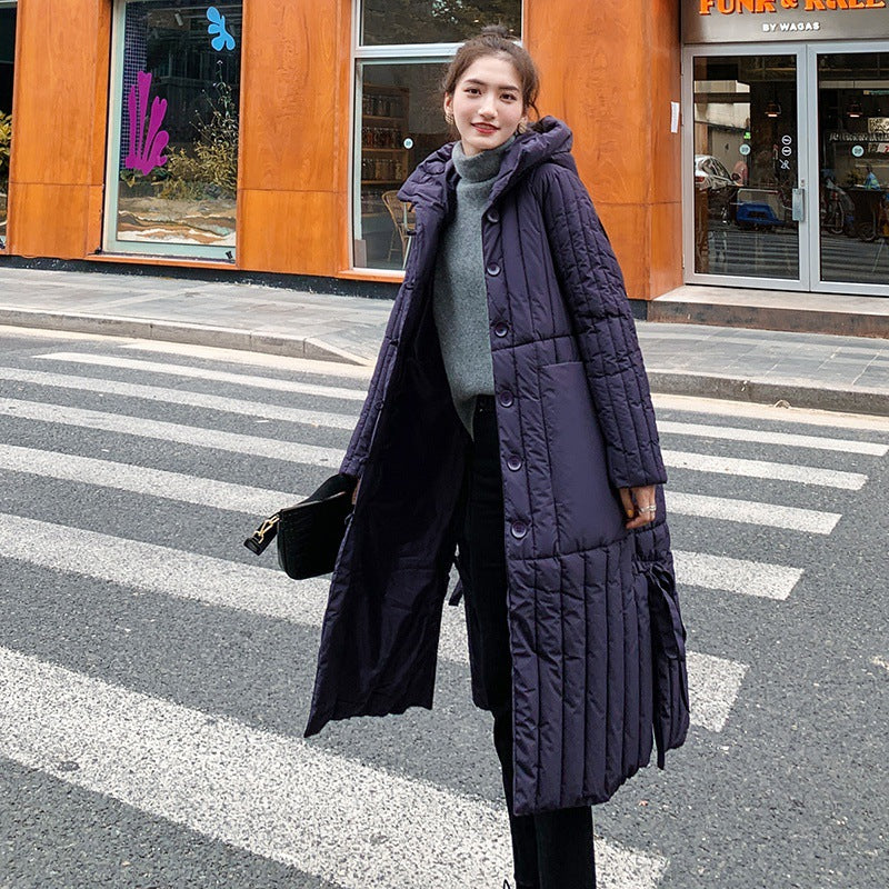 Winter Long Cotton Overcoats for Women-Outerwear-Purple-M-Free Shipping Leatheretro