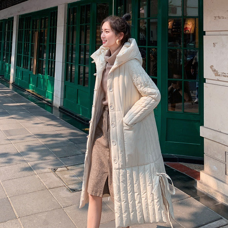 Winter Long Cotton Overcoats for Women-Outerwear-White-M-Free Shipping Leatheretro