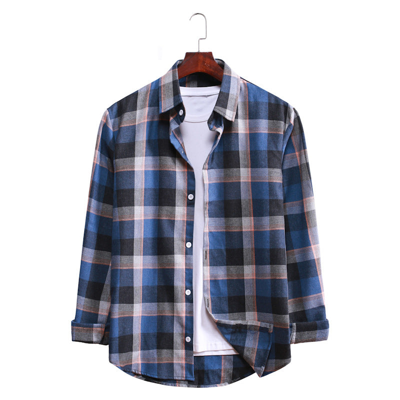 Casual Plaid Long Sleeves Shirts for Men-Shirts & Tops-AL027-Blue-M-Free Shipping Leatheretro