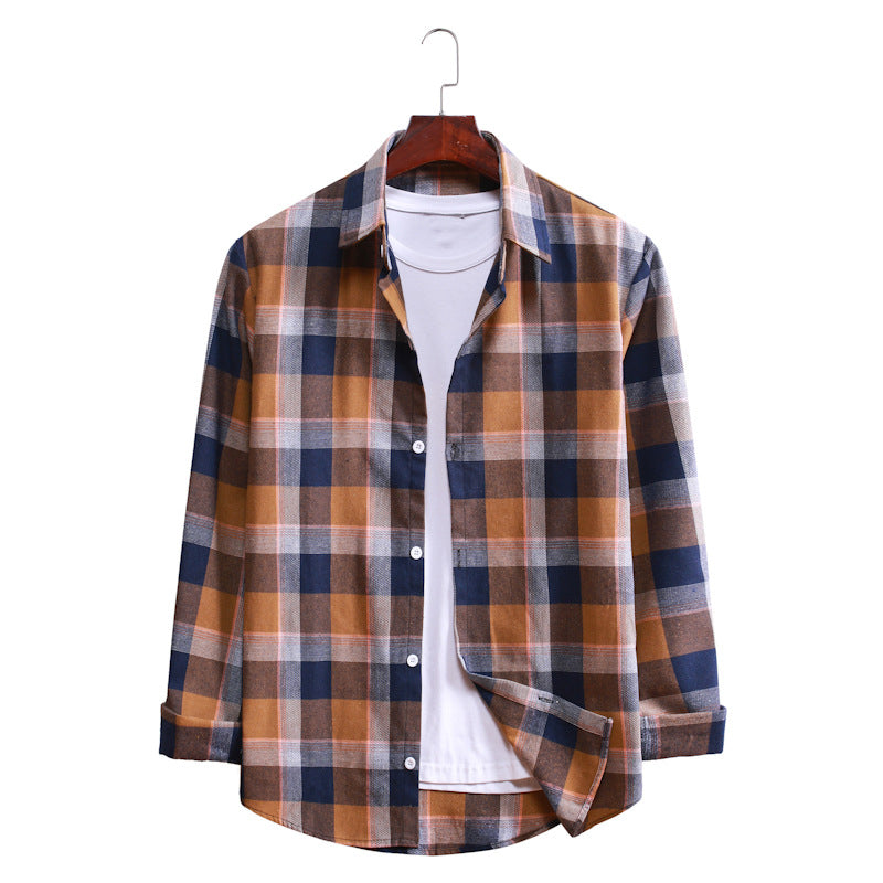 Casual Plaid Long Sleeves Shirts for Men-Shirts & Tops-AL027-Coffee-M-Free Shipping Leatheretro