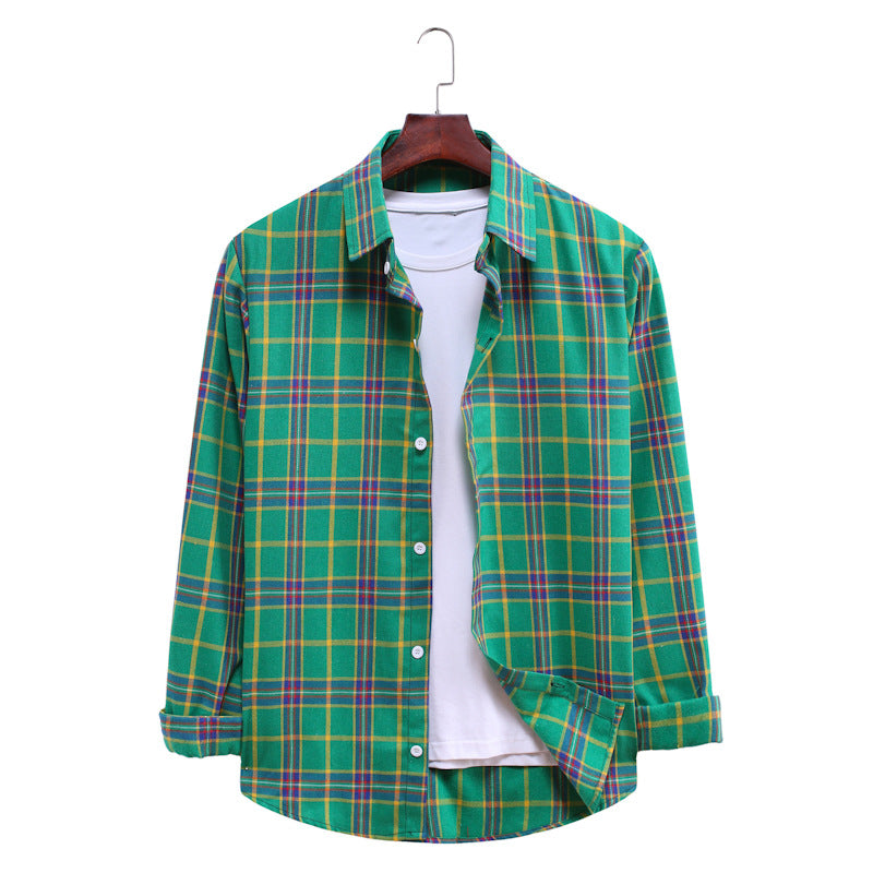 Casual Plaid Long Sleeves Shirts for Men-Shirts & Tops-AL032-Green-M-Free Shipping Leatheretro