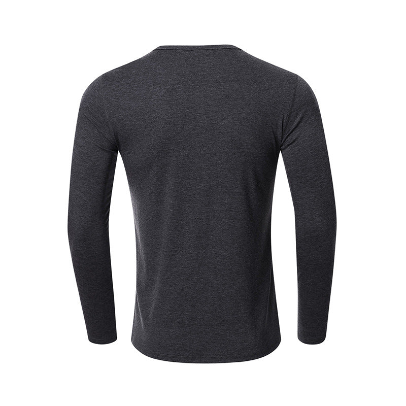 Fall V Neck Long Sleeves T Shirts for Men-Shirts & Tops-Grey-S-Free Shipping Leatheretro