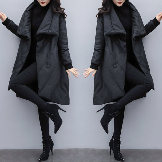 Black Women Cape Style Winter Overcoat-Outerwear-Black-M-Free Shipping Leatheretro