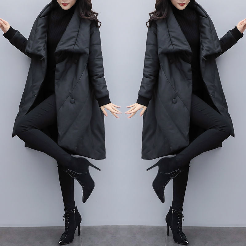 Black Women Cape Style Winter Overcoat-Outerwear-Black-M-Free Shipping Leatheretro