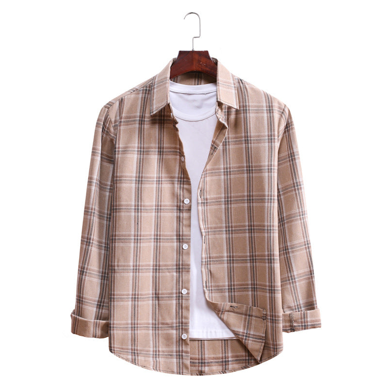 Casual Plaid Long Sleeves Shirts for Men-Shirts & Tops-AL025-Red-M-Free Shipping Leatheretro