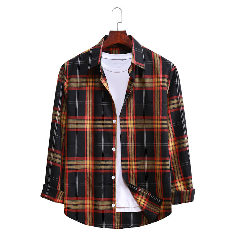 Casual Plaid Long Sleeves Shirts for Men-Shirts & Tops-AL025-Red-M-Free Shipping Leatheretro