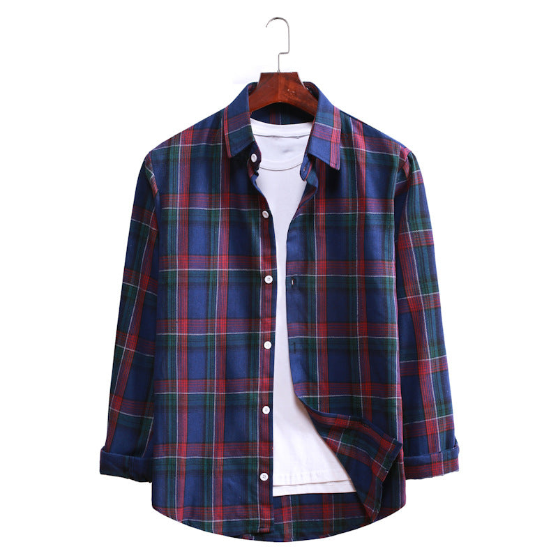 Casual Plaid Long Sleeves Shirts for Men-Shirts & Tops-AL025-Blue-M-Free Shipping Leatheretro