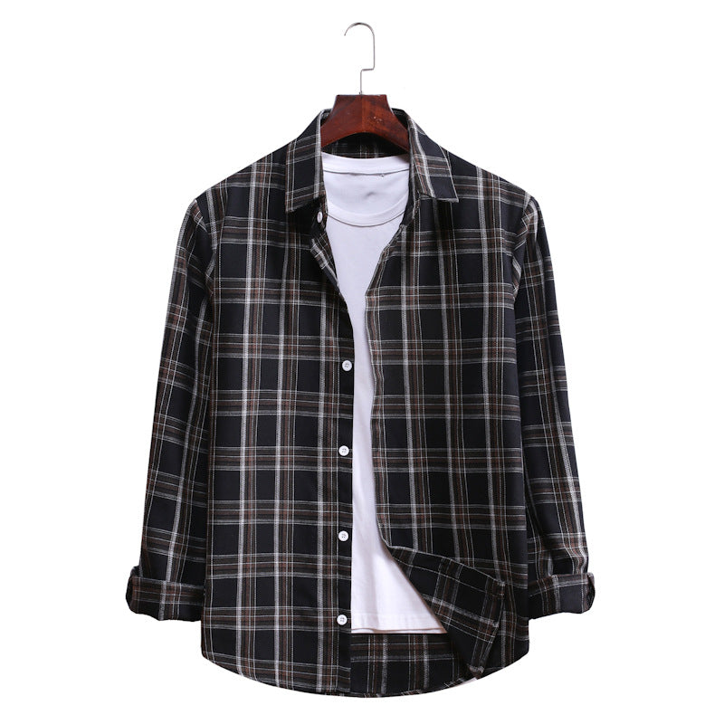 Casual Plaid Long Sleeves Shirts for Men-Shirts & Tops-AL028-Black-M-Free Shipping Leatheretro