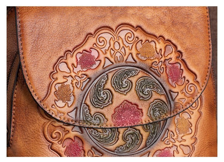 Vintage Large Storage Handmade Leather Backpack for Women 8098-Leather Backpack-Brown-Free Shipping Leatheretro