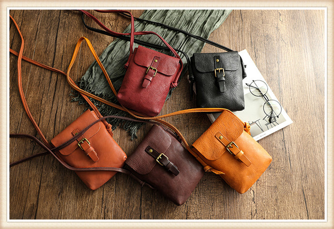Vintage Vege Tanned Leather Mini Cellphone Bag main image 0