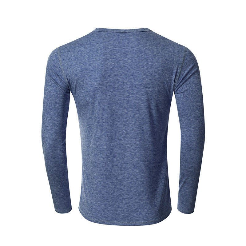 Fall V Neck Long Sleeves T Shirts for Men-Shirts & Tops-Grey-S-Free Shipping Leatheretro