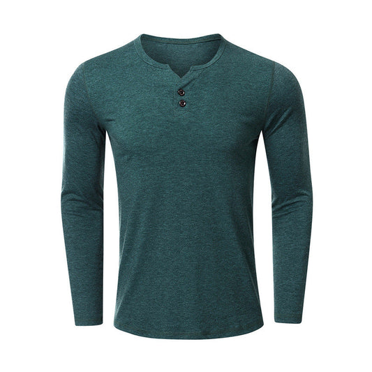Fall V Neck Long Sleeves T Shirts for Men-Shirts & Tops-Green-S-Free Shipping Leatheretro