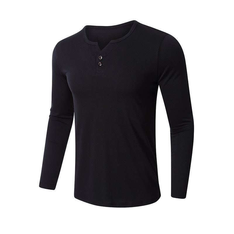 Fall V Neck Long Sleeves T Shirts for Men-Shirts & Tops-Grey-S-Free Shipping Leatheretro