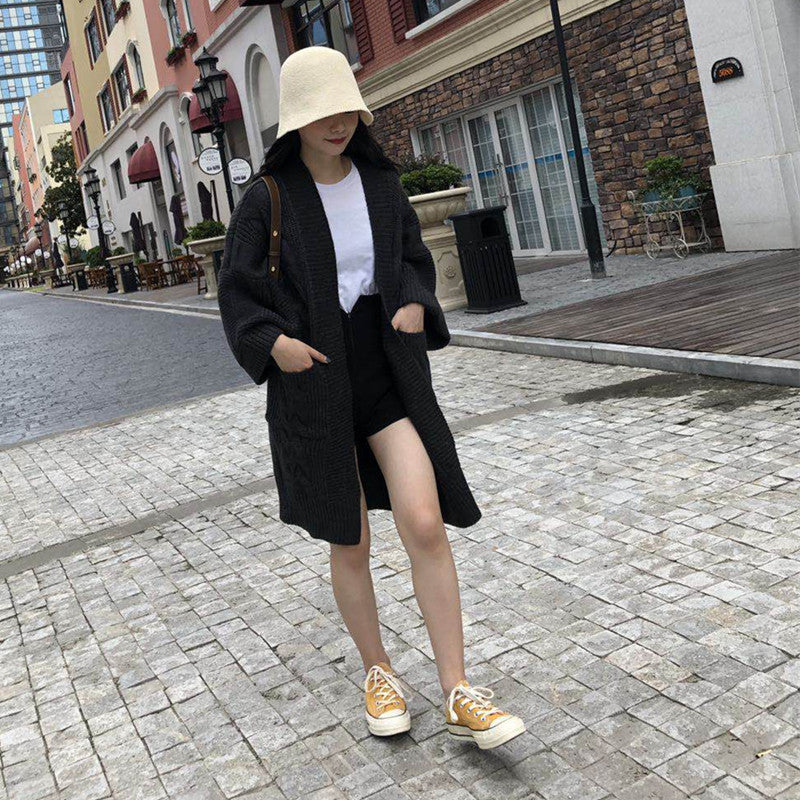 Casual Office Lady Knitted Cardigan Overcoats-Outerwear-Black-One Size-Free Shipping Leatheretro