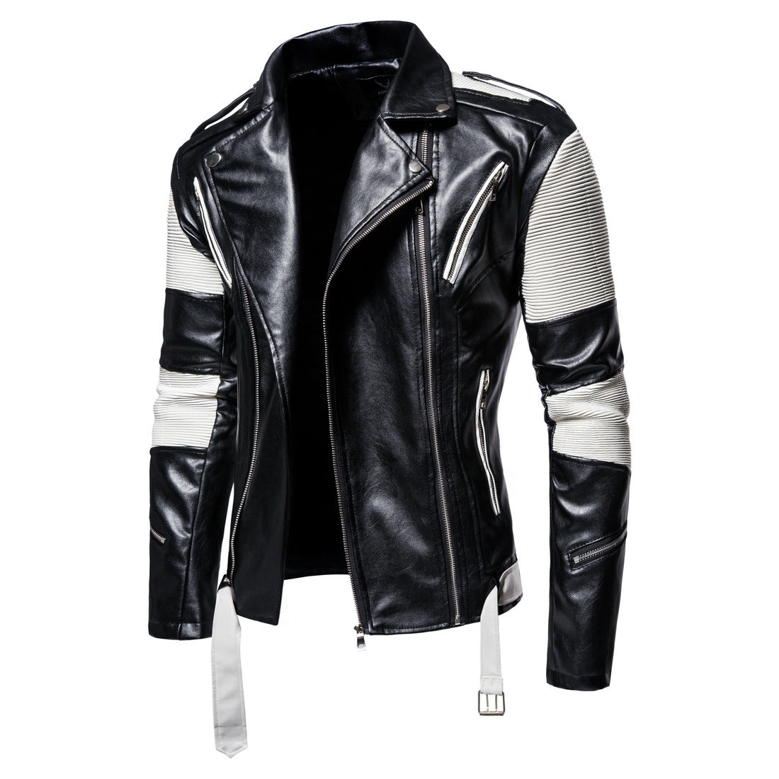 Fall Plus Sizes Pu Leather Jackets for Men-Coats & Jackets-White-M-Free Shipping Leatheretro