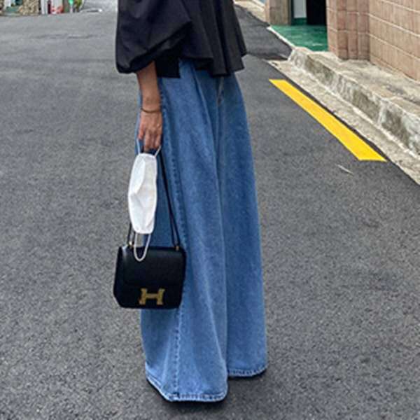 Fashion Casual Denim Wide Leg Jeans for Women-Pants-Blue-S-Free Shipping Leatheretro