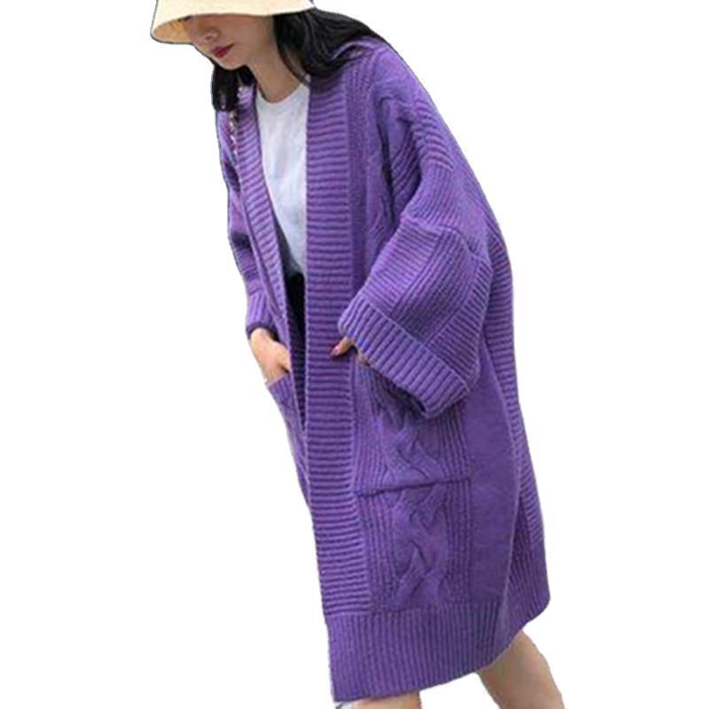 Casual Office Lady Knitted Cardigan Overcoats-Outerwear-Purple-One Size-Free Shipping Leatheretro