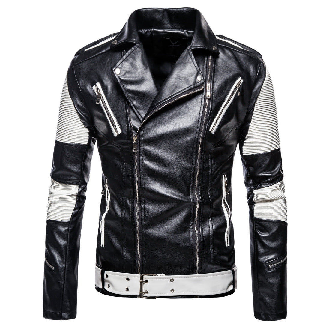 Fall Plus Sizes Pu Leather Jackets for Men-Coats & Jackets-White-M-Free Shipping Leatheretro