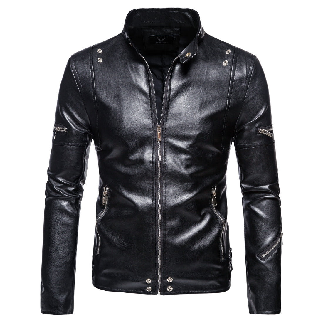 Black Plus Sizes Pu Leather Jacket & Coats-Coats & Jackets-Black-XL-Free Shipping Leatheretro