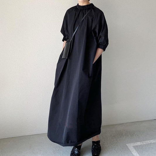 Casual Summer Simple Designed A Line Long Dresses-Dresses-Black-One Size-Free Shipping Leatheretro