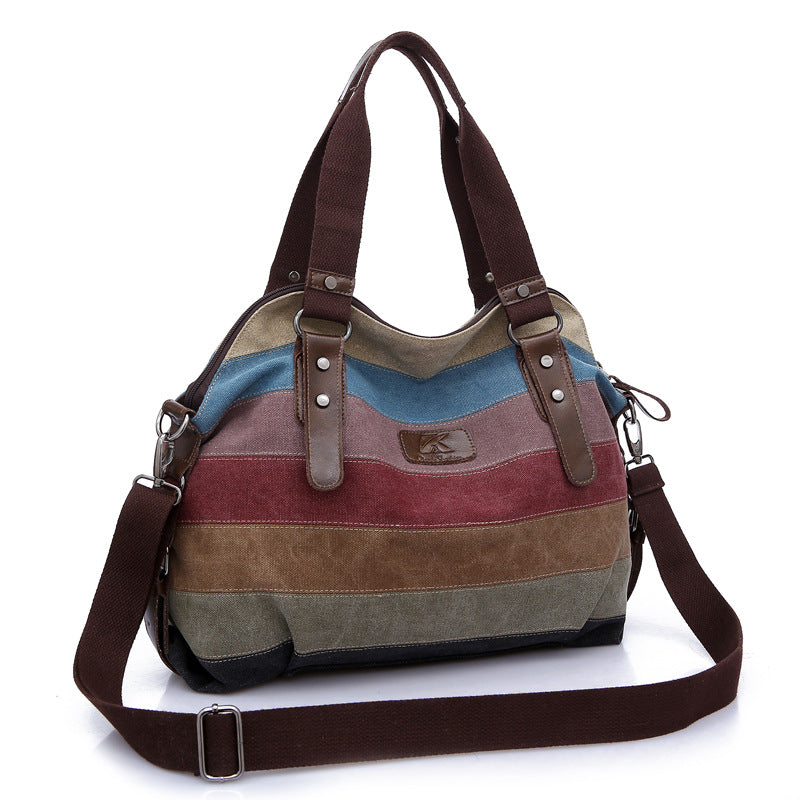 Rainbow Design Canvas Shoulder Bags for Women K988-Handbags-The same as picture-Free Shipping Leatheretro