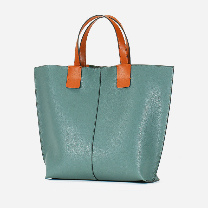 Large Capacity Leather Tote Handbags for Women L2048-Handbags-Green-Free Shipping Leatheretro
