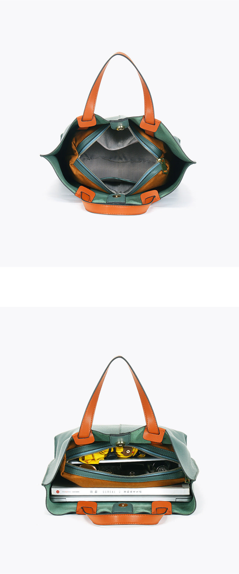 Large Capacity Leather Tote Handbags for Women L2048-Handbags-Green-Free Shipping Leatheretro