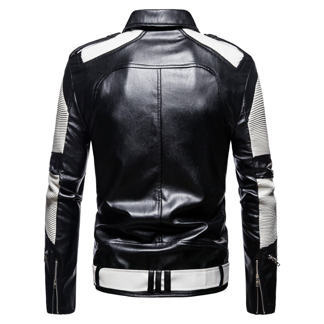 Fall Plus Sizes Pu Leather Jackets for Men-Coats & Jackets-White-M-Free Shipping Leatheretro