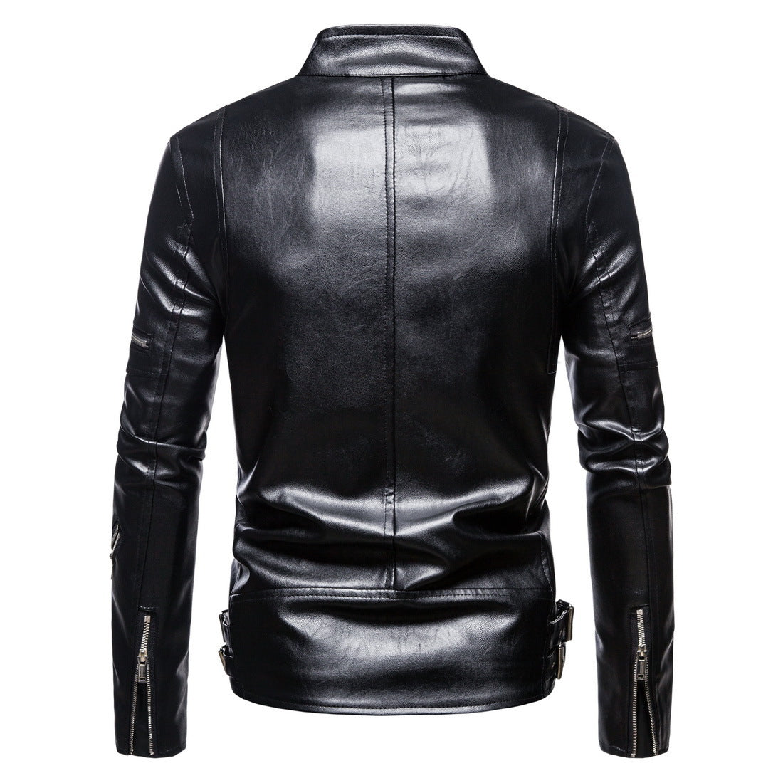 Black Plus Sizes Pu Leather Jacket & Coats-Coats & Jackets-Black-XL-Free Shipping Leatheretro