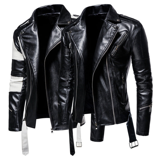 Fall Plus Sizes Pu Leather Jackets for Men-Coats & Jackets-White-M-Free Shipping Leatheretro