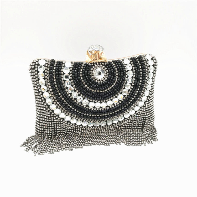 Fashion Diamond Design Women Evening Clutch Bags-Black-Free Shipping Leatheretro