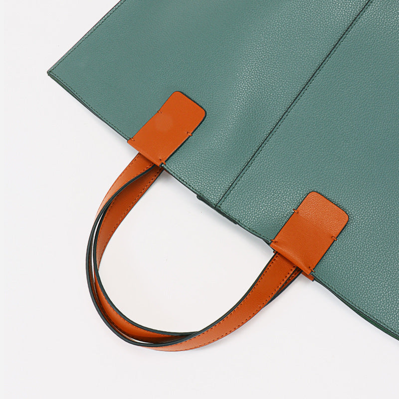 Large Capacity Leather Tote Handbags for Women L2048-Handbags-Green-Free Shipping Leatheretro