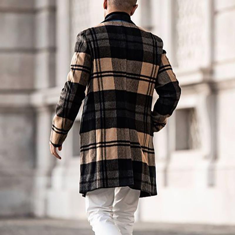 Casual Plaid Winter Men's Long Overcoat-Men Overcoat-The same as picture-S-Free Shipping Leatheretro