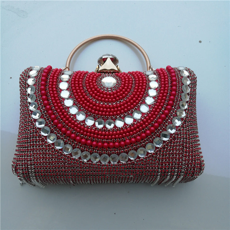 Fashion Diamond Design Women Evening Clutch Bags-Red-Free Shipping Leatheretro