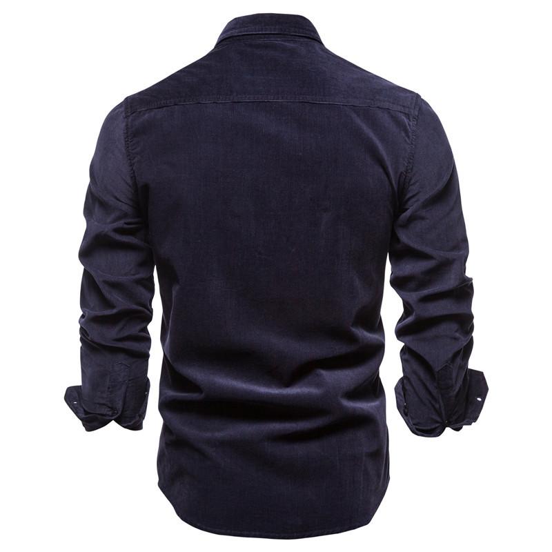 Casual Men Cotton Long Sleeves Shirts-Shirts & Tops-Red-M-Free Shipping Leatheretro