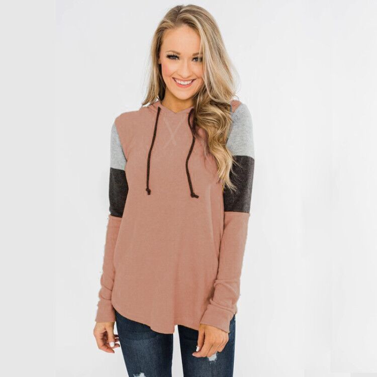 Leisure Loose Long Sleeves Hoodies for Women-Shirts & Tops-Pink-S-Free Shipping Leatheretro