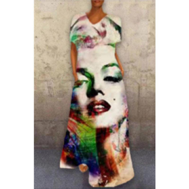 Vintage Face Cat Colorful Print Long Dresses for Women-Dresses-Vintage Face-Ivory-S-Free Shipping Leatheretro