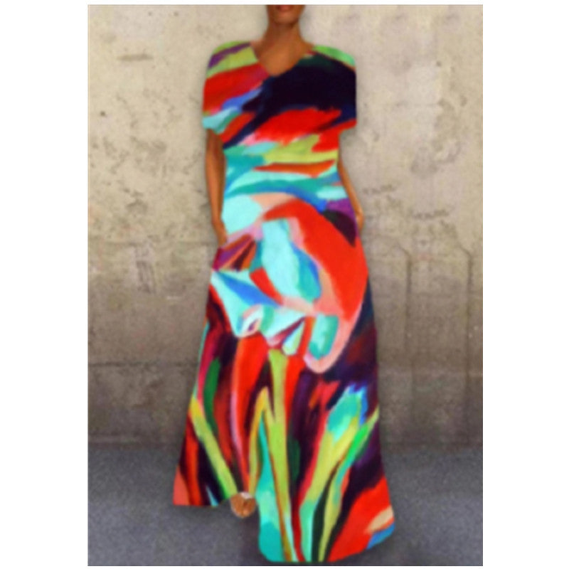 Vintage Face Cat Colorful Print Long Dresses for Women-Dresses-B-S-Free Shipping Leatheretro