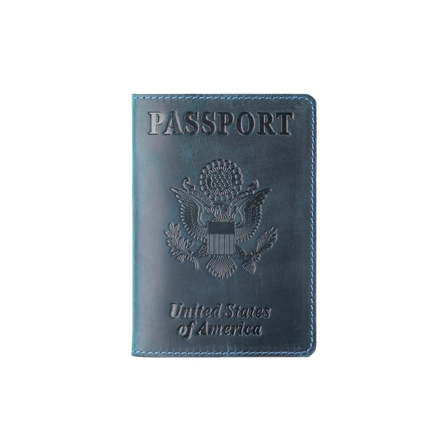 Vintage US Leather Passport Holder-Blue-Free Shipping Leatheretro